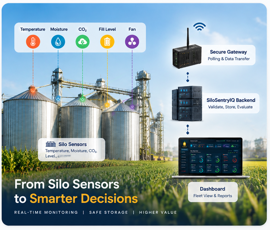 SiloSentryIQ sensor to dashboard workflow